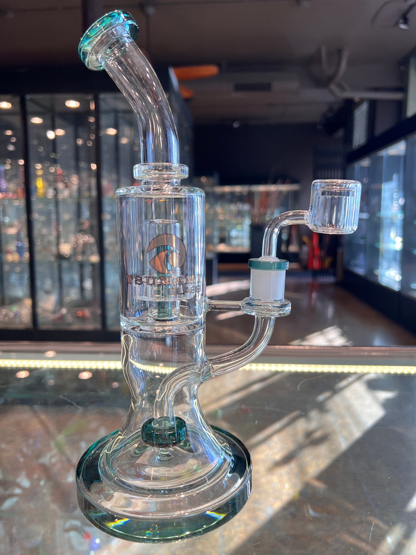 Tsunami Glass Circ to Circ Dual Chamber Rig with Color Accents (Your Choice)