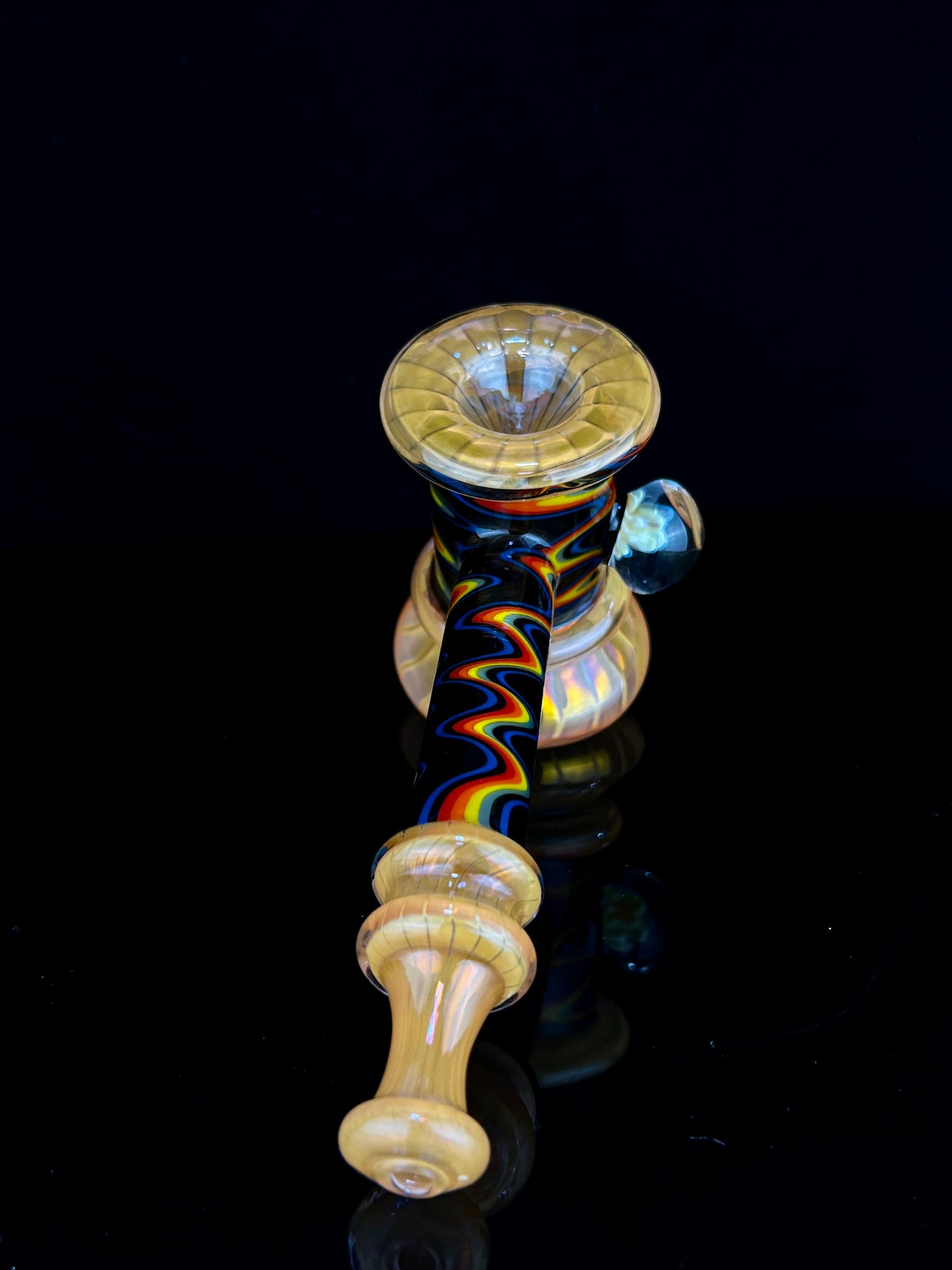 Fumed Hammer Bubbler with Wigwag Sections and Implosion Marble