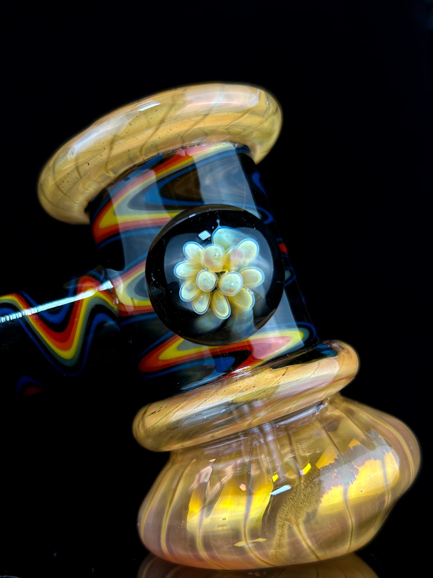 Fumed Hammer Bubbler with Wigwag Sections and Implosion Marble