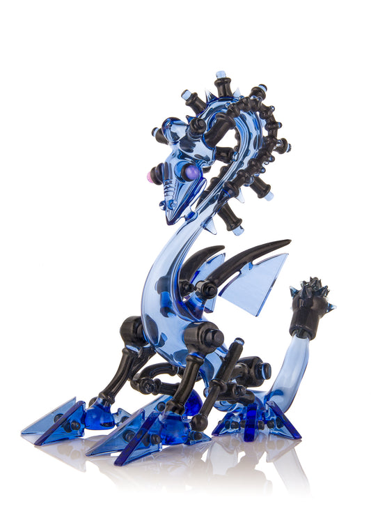 Biomechanical Blue Rain Robo-Dragon Vapor Bubbler Collaboration by Banjo and Joe Peters